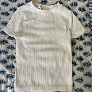 White Ribbed workout top